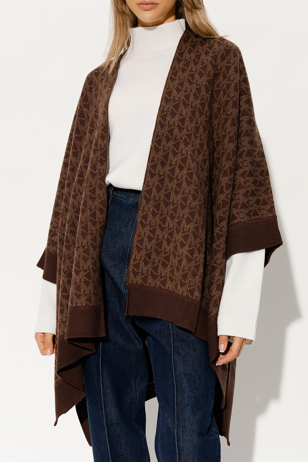 ポンチョ・ケープ Michael Kors Embroidered wool blend poncho Monogrammed poncho Michael Michael Kors